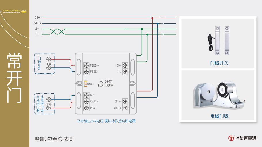 松江HJ-9507防火门模块常开门接线